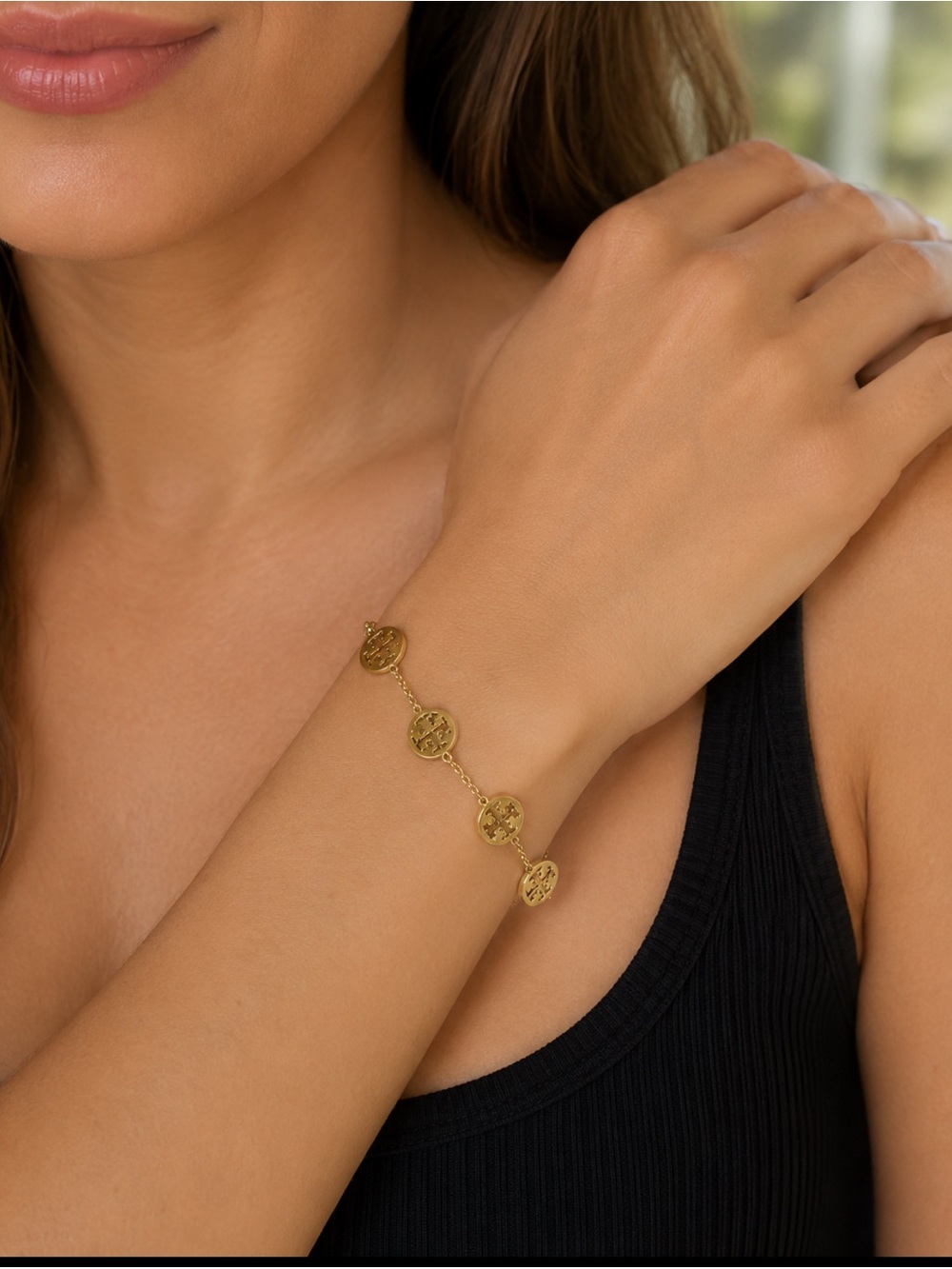Delicate Gold Disc Link Bracelet for Women